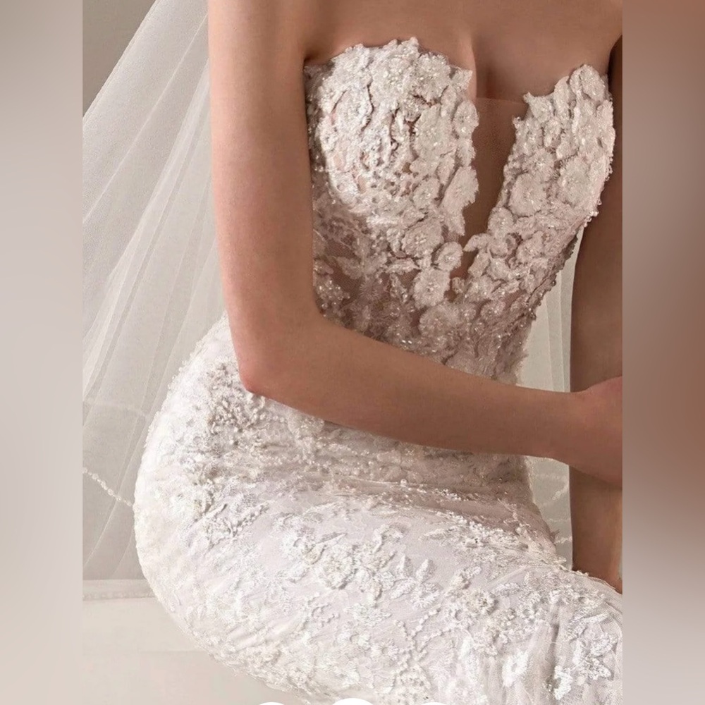 Designer PRONOVIAS PRIVEE Wedding Dress: JAMEELA w/ CUSTOM detach sleeves - Picture 3 of 14